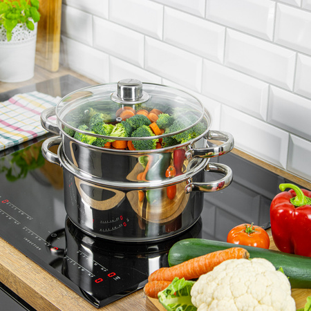 Stalowy garnek do gotowania na parze, Ø24 cm, pojemność 5 l, zestaw 3 elementy KINGHoff
