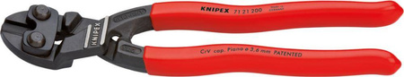 CoBolt® kompaktowe szczypce tnące do sworzni, drutów zgięte pod kątem 20° z rękojeściami powlekanymi tworzywem sztucznym 200 mm KNIPEX 71 21 200