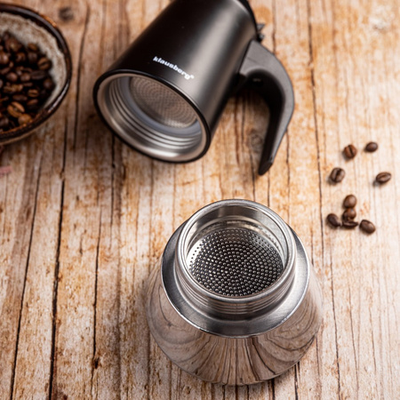 Kawiarka, zaparzacz do kawy ze stali 4 filiżanki, czarno-srebrny, Klausberg