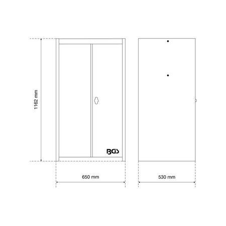 Szafka warsztatowa stojąca, 2 drzwiczki, 2 półki, BGS 80204