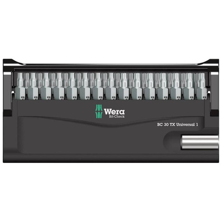 Zestaw bitów TORX® z uchwytem uniwersalnym Bit-Check 30 TX Universal 1 Wera