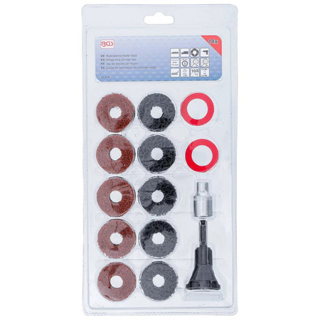 Zestaw do szlifowania piast kół do śrub dwustronnych i śrub mocujących 14-częściowy, BGS 9736