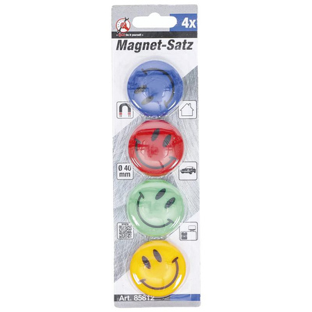 Zestaw magnesów "Smile" Ø 40 mm 4 szt., BGS Diy 85812