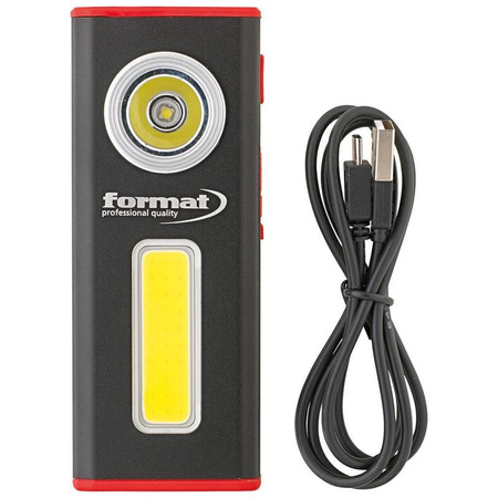 Lampa ręczna LED akumulatorowa Aluminium 500 lumenów, FORMAT