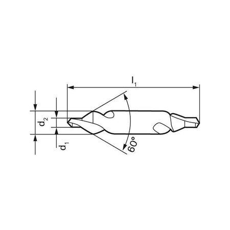 Nawiertak Ø 2,5 mm HSS-Co5, Ø chwytu 6,3 mm, długość 31,5 mm, kąt 60°, TiAlN FORMAT