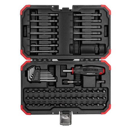 Zestaw bitów 1/4" z magnetycznym wkrętakiem i szybkozłączką, długie bity, 67 el., GEDORE RED, R33003067