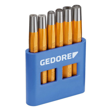 Zestaw 6 wybijaków i osadzaków do nitów w uchwycie PVC, Gedore 125 B, 8773600