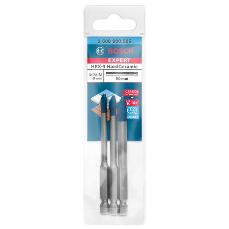Zestaw wierteł EXPERT HardCeramic HEX-9 5/6/8 mm, 3 szt. BOSCH