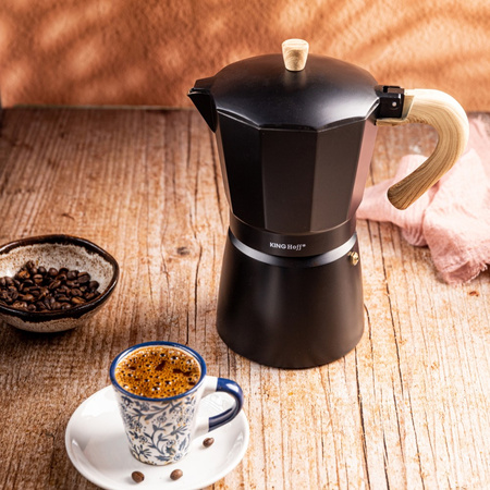 Aluminiowy zaparzacz ciśnieniowy do kawy, 9 filiżanek, czarny KINGHoff