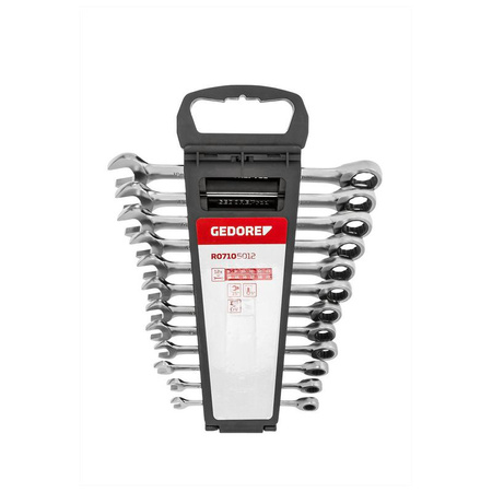 Zestaw 12 kluczy płasko-czkowych z grzechotką 8-19 mm, GEDORE RED, R07105012