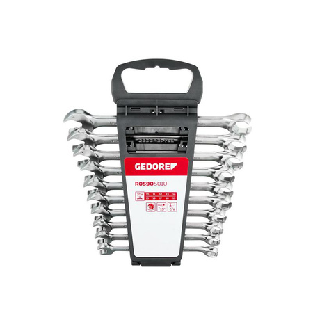 Zestaw 10 kluczy płasko-czkowych z grzechotką 10-19 mm, GEDORE RED, R05905010