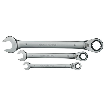 Zestaw 12 kluczy płasko-czkowych z grzechotką 8-19 mm, GEDORE RED, R07105012