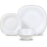 Zestaw talerzy, 18 el., opal, biały ze złotym zdobieniem, seria TOPAZ, KINGHoff