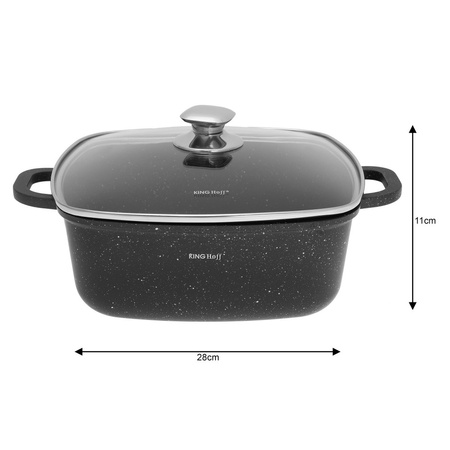 Garnek z powłoką marmurową 28×28 cm, pojemność 6,5 l, czarny KINGHoff