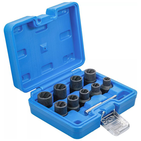 Zestaw spiralnych kluczy nasadowych / wykrętaków 12,5 mm (1/2") 10-19 mm 10 szt., BGS 5266