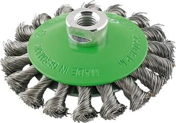 Szczotka stożkowa, drut ze stali nierdzewnej M14 pleciony 115x0,35mm FORMAT
