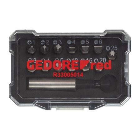 Zestaw bitów 1/4" PH+SL+T x +imbus z magnetycznym uchwytem, 14 elementów, GEDORE RED, R33005014