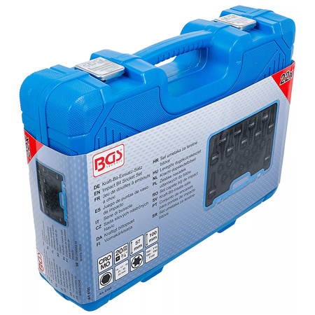 Zestaw nasadek udarowych do bitów 20 mm (3/4") gniazdo sześciokątne, profil T (do Torx) 22 szt., BGS 6185