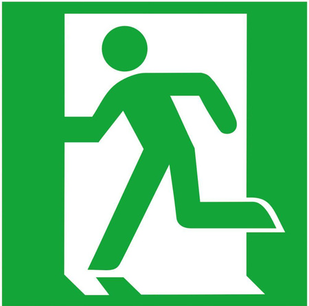 Znak 15x15 ratunkowy alu DROGA EWAKUACYJNA z lewej