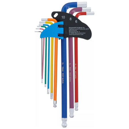 Zestaw długich kluczy imbusowych z kulką 1,5-10 mm 9 szt., BGS 74453