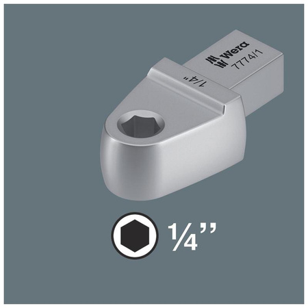 Adapter wtykowy do bitów 1/4", uchwyt 9x12 mm, stal chromowo-wanadowa z zabezpieczeniem kołkowym 7774/1 Wera