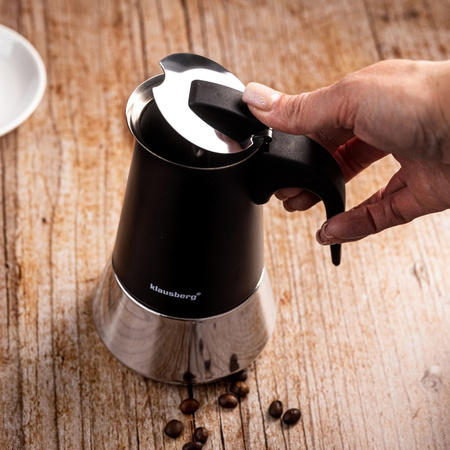 Kawiarka, zaparzacz do kawy ze stali 4 filiżanki, czarno-srebrny, Klausberg