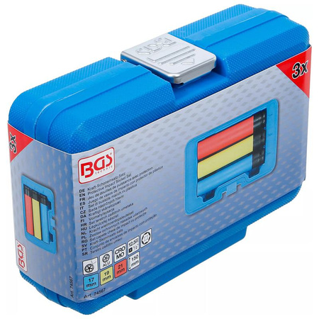 Zestaw 3 ochronnych nasadek udarowych głębokich 17/19/21 mm, napęd 1/2", BGS 74567