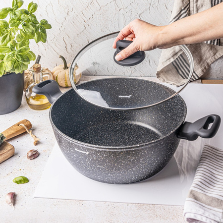 Garnek aluminiowy czarny-marmurek Ø28 cm, pojemność 5,71 l Klausberg