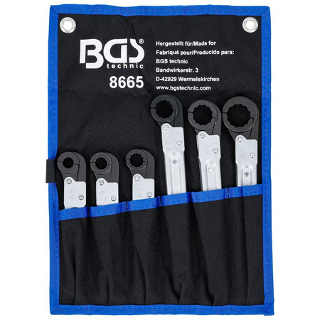 Zestaw kluczy grzechotkowych do przewodów 6 szt., BGS 8665