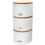 Pojemniki, stal-bambus, białe, zestaw 3 sztuki Klausberg