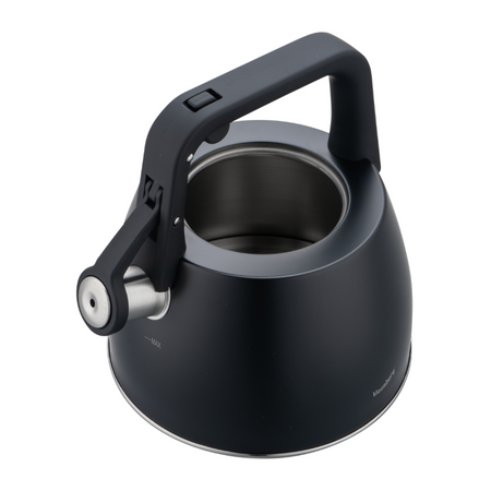 Czarny czajnik z gwizdkiem 2,5 l na gaz i indukcję, Klausberg