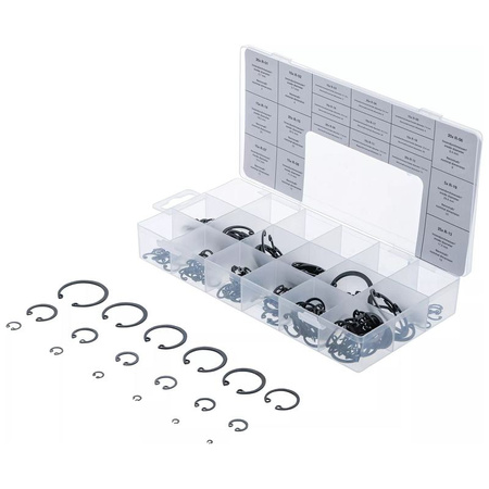 Zestaw wewnętrznych pierścieni Segera (pierścieni rozprężnych) Ø 3-32 mm 300 szt., BGS 8049
