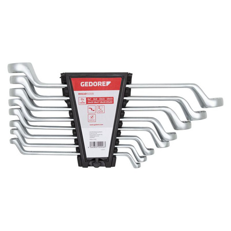 Zestaw 8 kluczy oczkowych 6-22 mm, wygięte pod kątem 5°, GEDORE RED, R01105008