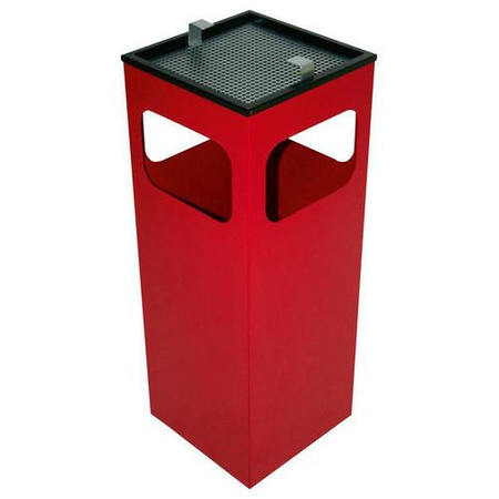 Popielnica stojąca z koszem na śmieci czerwona