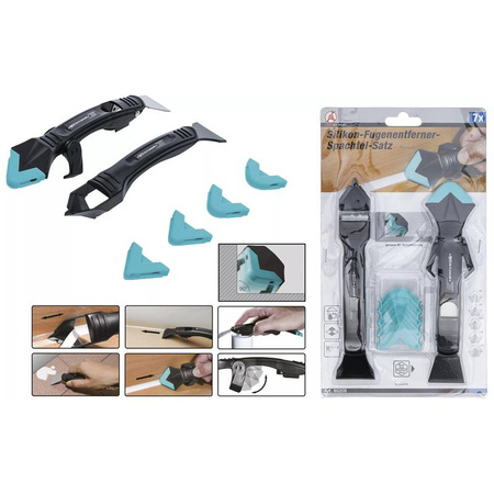 Zestaw 7 skrobaków do usuwania silikonu i szpachli, BGS Diy 85209