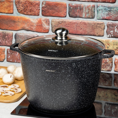 Garnek z powłoką marmurową Ø24 cm, pojemność 6,2 l, czarny KINGHoff