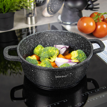 Garnek z powłoką marmurową Ø16 cm, pojemność 1,3 l, czarny KINGHoff