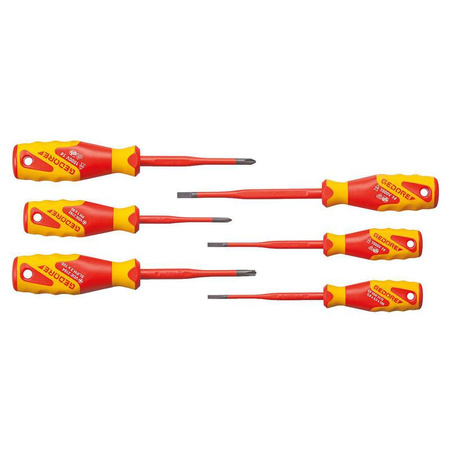 Zestaw 6 wkrętaków SLIM DRIVE płaskie + krzyżakowe + plus-minus, izolowanych VDE, Gedore VDE 2162-2172 PM-06, 2928701