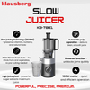 Wyciskarka wolnoobrotowa do owoców i warzyw, pionowa, szara, 180 W, Klausberg