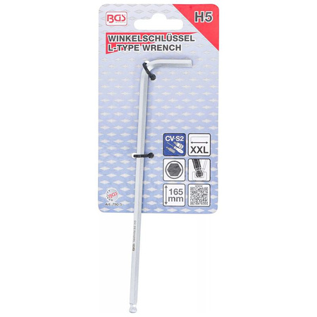 Długi klucz imbusowy z kulką 5 mm, BGS 790-5
