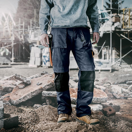 Spodnie robocze Worker, granatowe, Rozmiar 48 L, Scruffs T54847