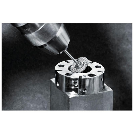 Miniaturowa szczotka okrągła Ø 19 mm, drut falisty stalowy 0.1 mm, Lessman