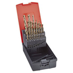 Zestaw wierteł krętych DIN388, HSSE Gold, chwyt 3-płaszczyznowy, wymiar co 0,5mm, 1-10,5mm, 24-częśc.+wier.d.otw.p.gwint FORMAT