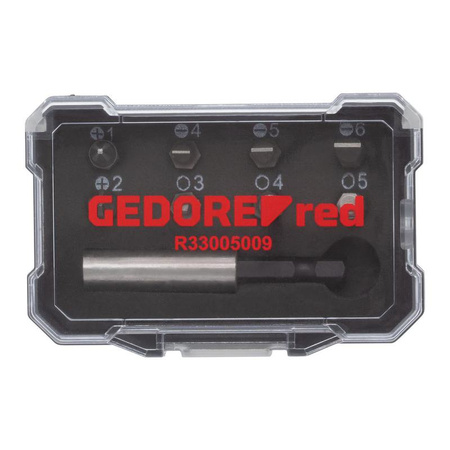 Zestaw bitów 1/4"PH+SL+imbus z magnetycznym uchwytem, 9 elementów, GEDORE RED, R33005009