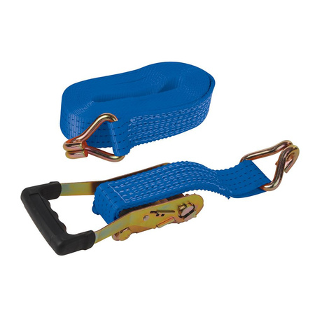 Pas transportowy z gumowym uchwytem zapadki i hakiem J, 8 m x 50 mm - Mierzone 1300 kg, udźwig 2600 kg, Silverline 356874
