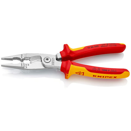 Szczypce wielofunkcyjne do prac elektroinstalacyjnych z izolowanymi rękojeściami 1000V VDE 200 mm KNIPEX 13 86 200