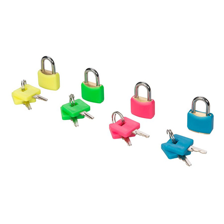 Zestaw jaskrawych kłódek z osłoną z PCV, 4 szt., 20 mm, Silverline 282715