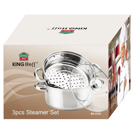 Stalowy garnek do gotowania na parze, Ø24 cm, pojemność 5 l, zestaw 3 elementy KINGHoff