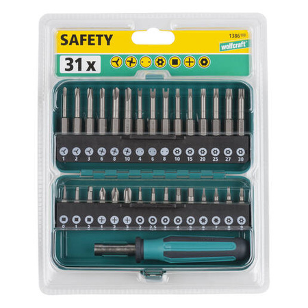 Zestaw końcówek Safety do śrub specjalnych w metalowej kasecie WOLFCRAFT