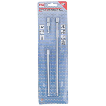 Zestaw przedłużek przechylnych 6,3 mm (1/4") 50 / 150 / 250 mm 3 szt., BGS 2233